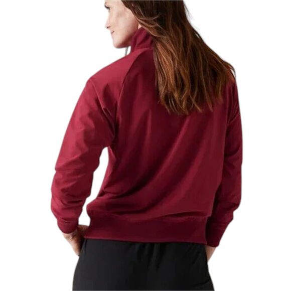 ATHLETA Brooklyn Bomber Jacket Size Small Stretch UPF 50+ Pockets Red Cranberry - Picture 2 of 15